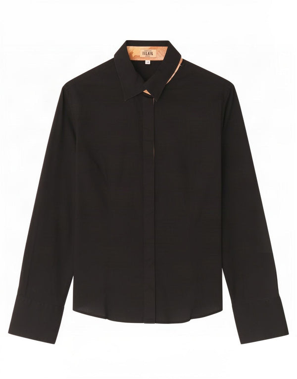 ALVIERO MARTINI Damen Hemd UK 8 Small Schwarz Baumwolle
