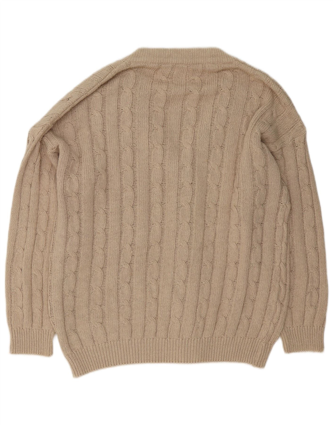 VINTAGE Herren Cardigan Pullover Große Beige Baumwolle