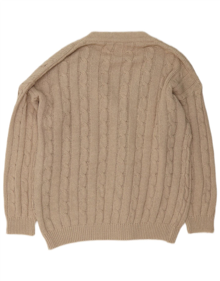 VINTAGE Herren Cardigan Pullover Große Beige Baumwolle