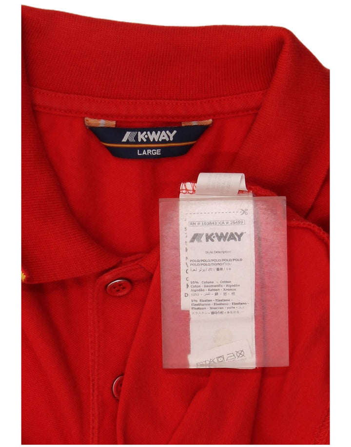 K-Way Herren-Poloshirt, groß, rot, Colourblock-Baumwolle