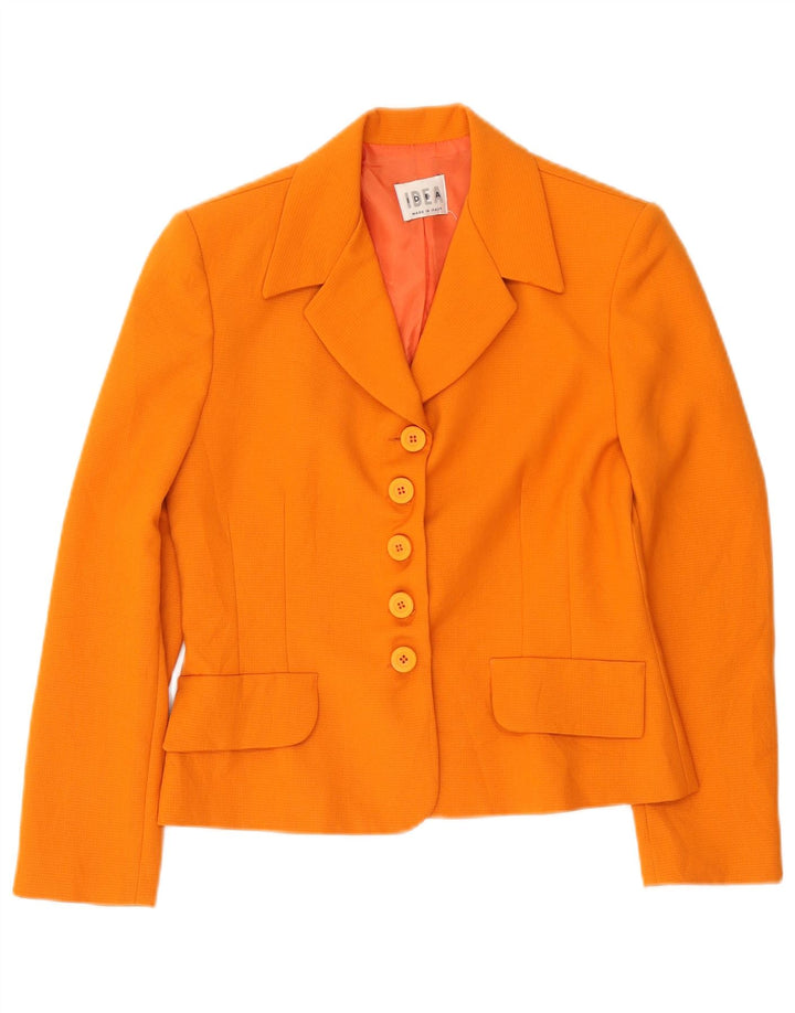 Vintage Damen 5-Knopf-Blazerjacke IT 42 Mittelorange Polyester