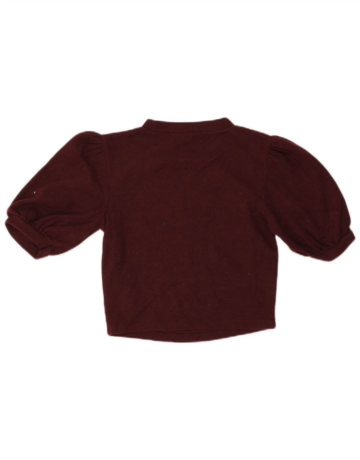 Zara Damen Crop Bluse Top UK 8 Small Burgund