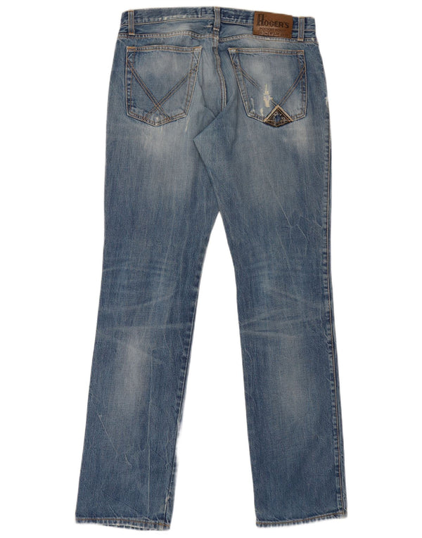 Roy Rogers Herren Distressed Straight Jeans W34 L36 Blaue Baumwolle