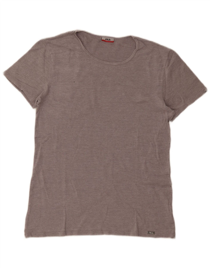 FILA Damen T-Shirt Top UK 14 Large Grau Modal