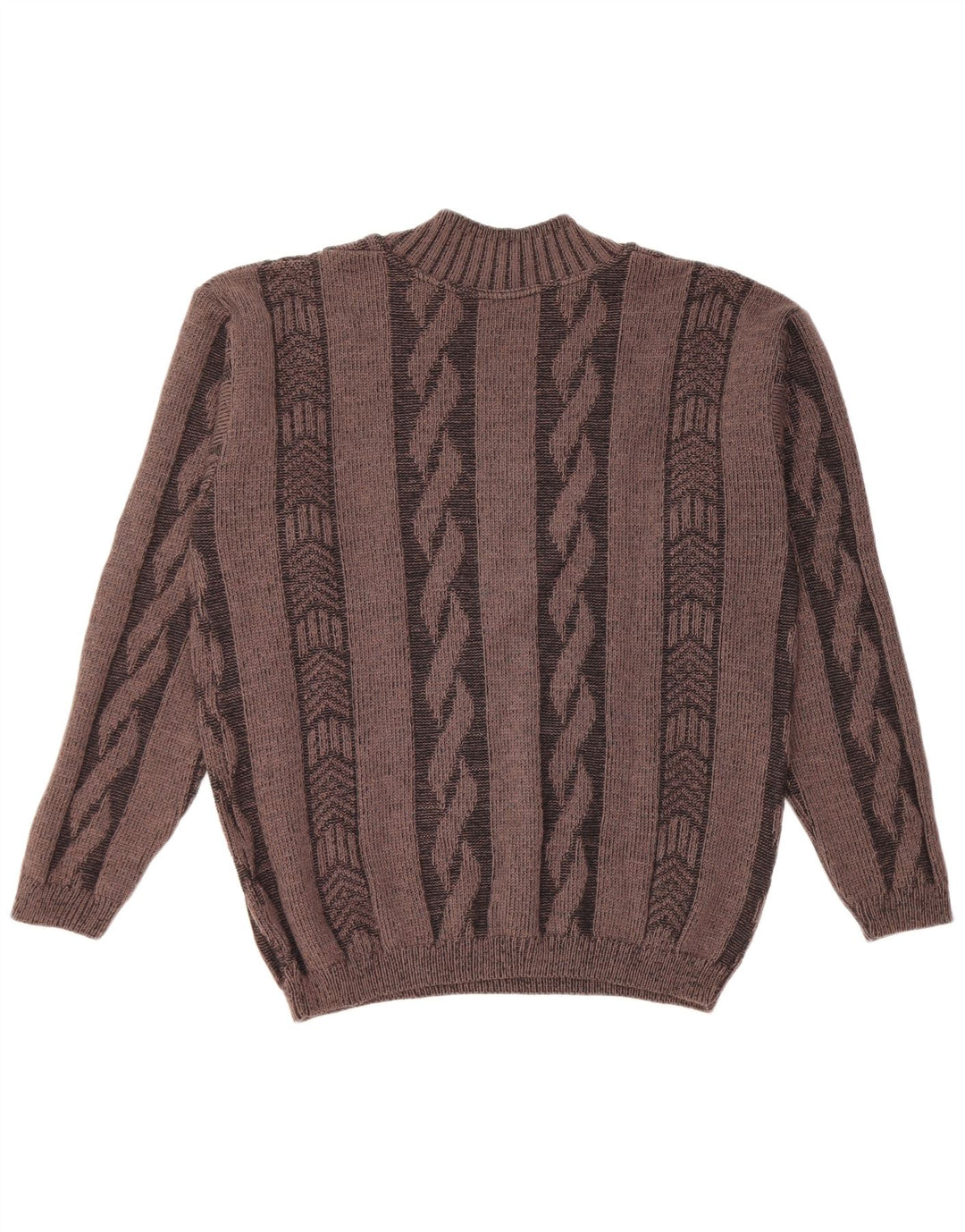 Vintage Herren Pullover mit V-Ausschnitt, groß, braun, geometrisch