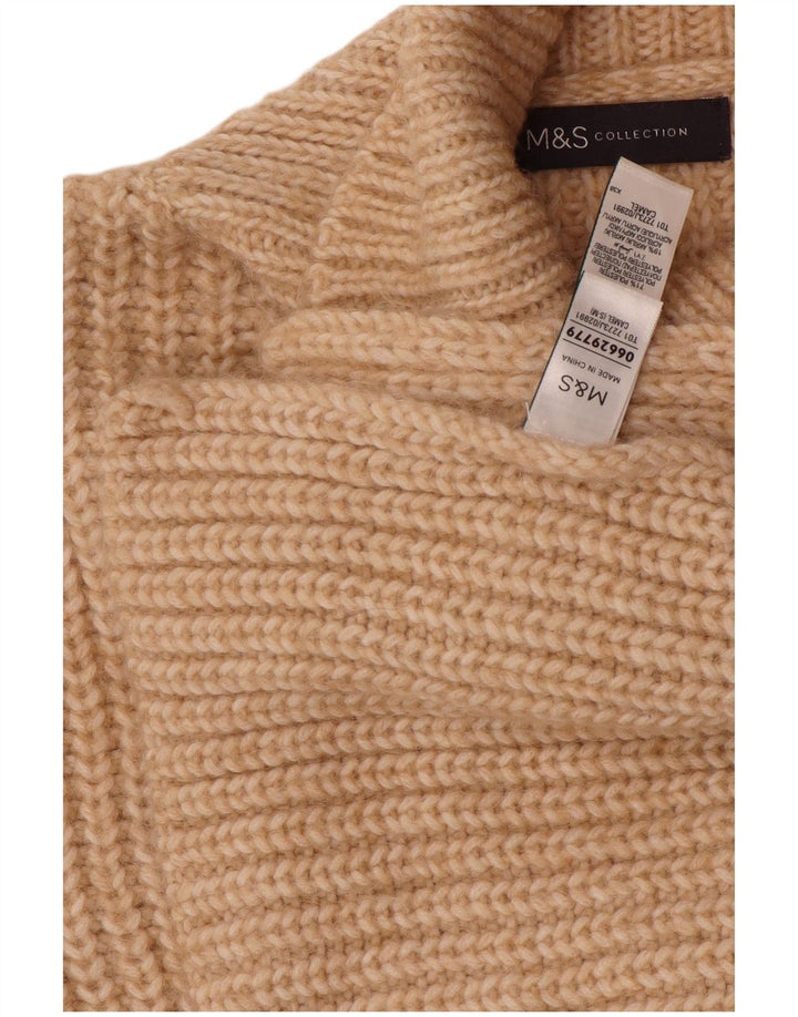 MARKS & SPENCER Damen Crop ärmelloser Poncho-Pullover UK 10 Small Beige