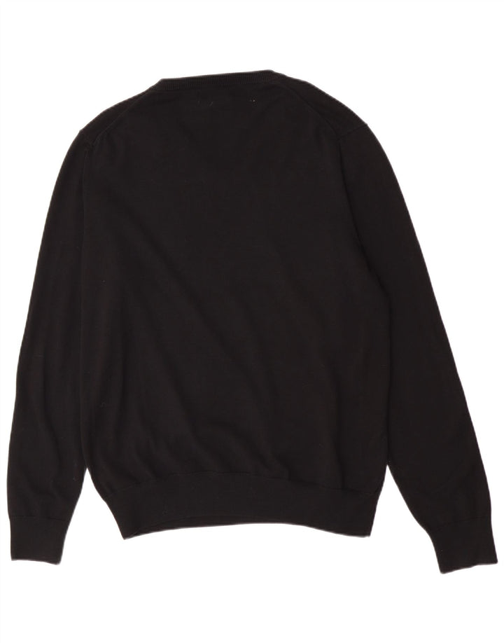 Marks & Spencer Herren-Pullover mit V-Ausschnitt, groß, aus schwarzer Baumwolle