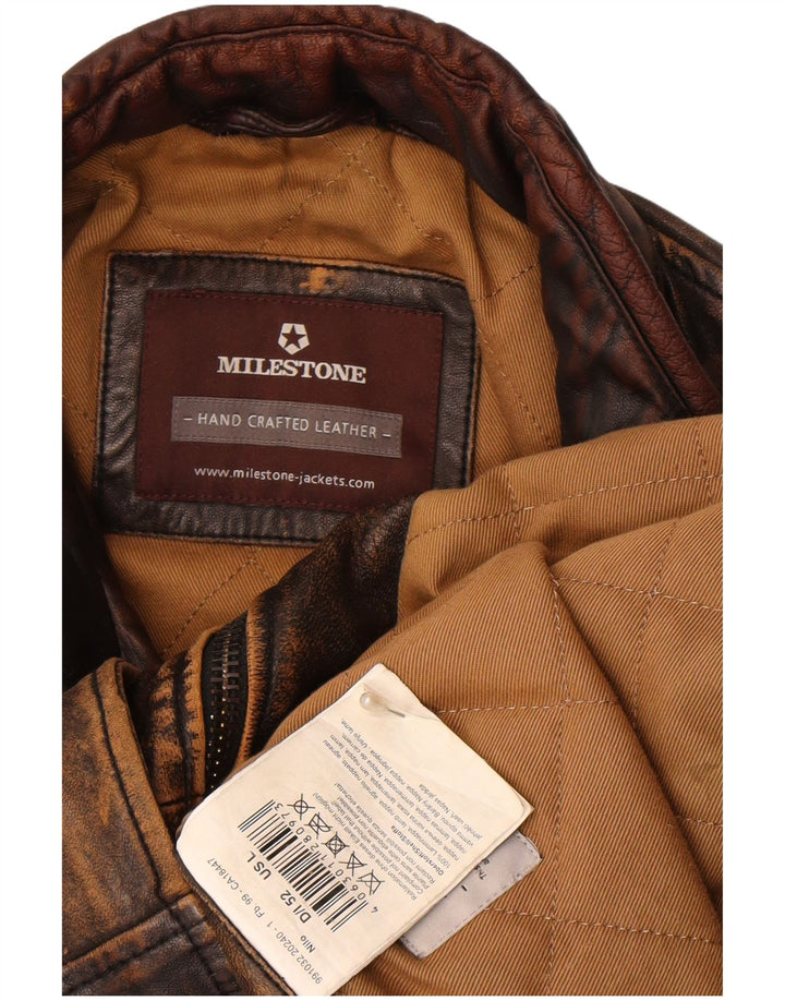 Milestone Herren-Lederjacke, Größe 40, großes braunes Lammleder