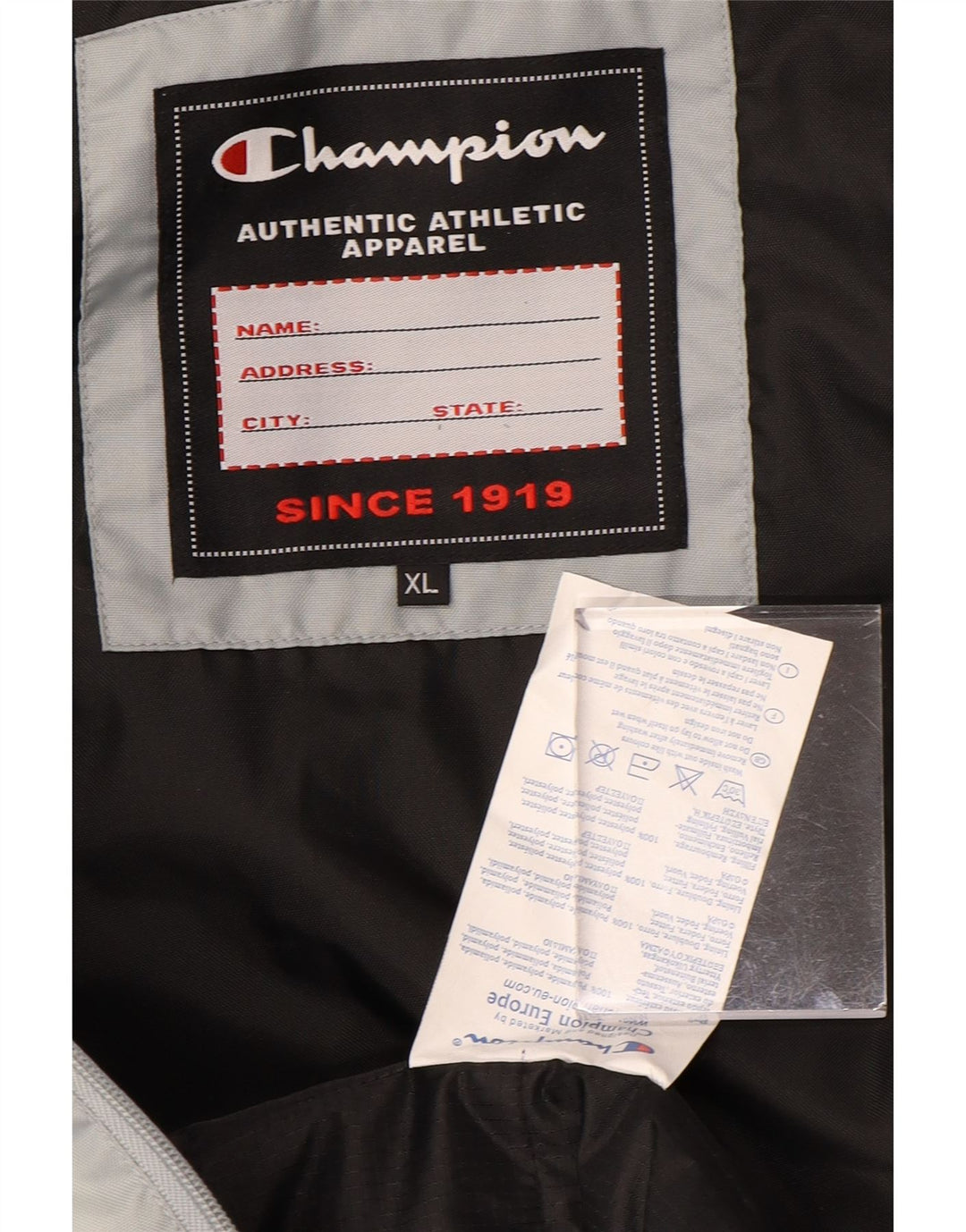 CHAMPION Wattierte Herrenjacke mit Kapuze, UK 42 XL, Blau, Polyamid