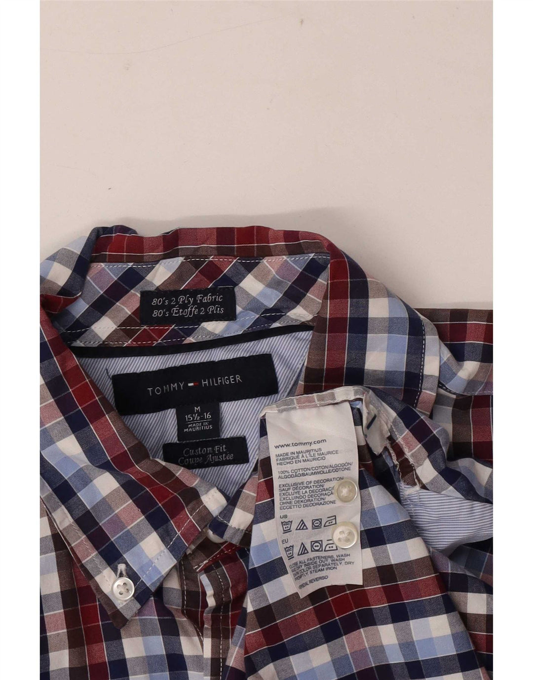 Tommy Hilfiger Herrenhemd Größe 15 1/2 16 Medium Mehrfarbig kariert