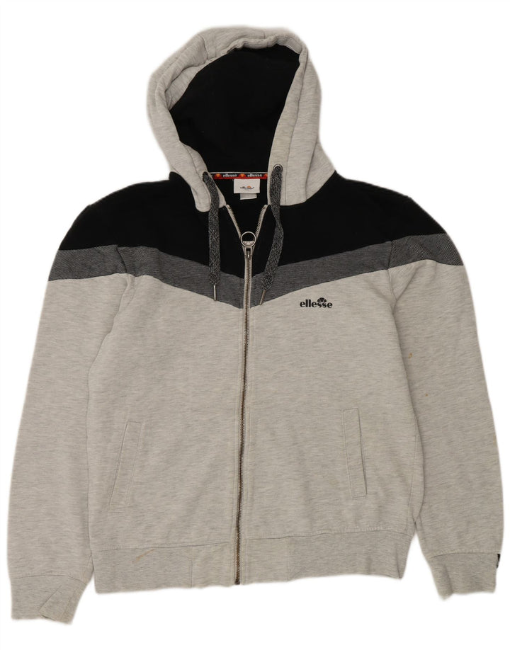 Ellesse Herren-Kapuzenpullover mit Reißverschluss, groß, Grau, Farbblock