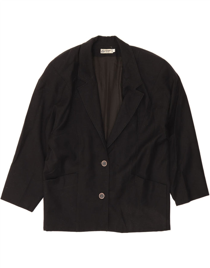VINTAGE Womens 2 Button Blazer Jacket UK 14 Large Black Wool Vintage Vintage and Second-Hand Vintage from Messina Hembry 