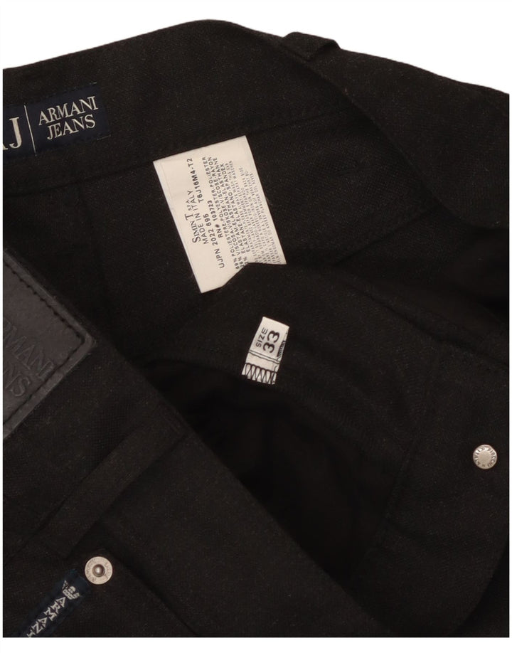 Armani Herren gerade Freizeithose W33 L29 Schwarz Polyester