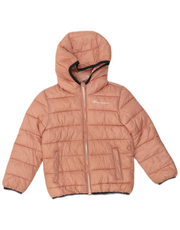 Champion Wattierte Jacke mit Kapuze für Mädchen, 5–6 Jahre, XS, Rosa, Polyester