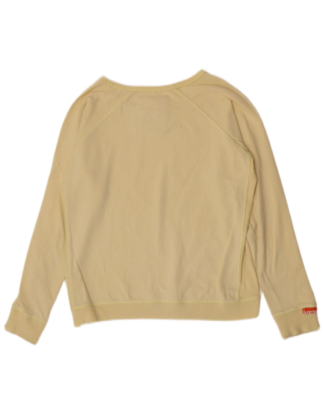 Superdry Damen Top Langarm UK 14 Large Gelb Baumwolle