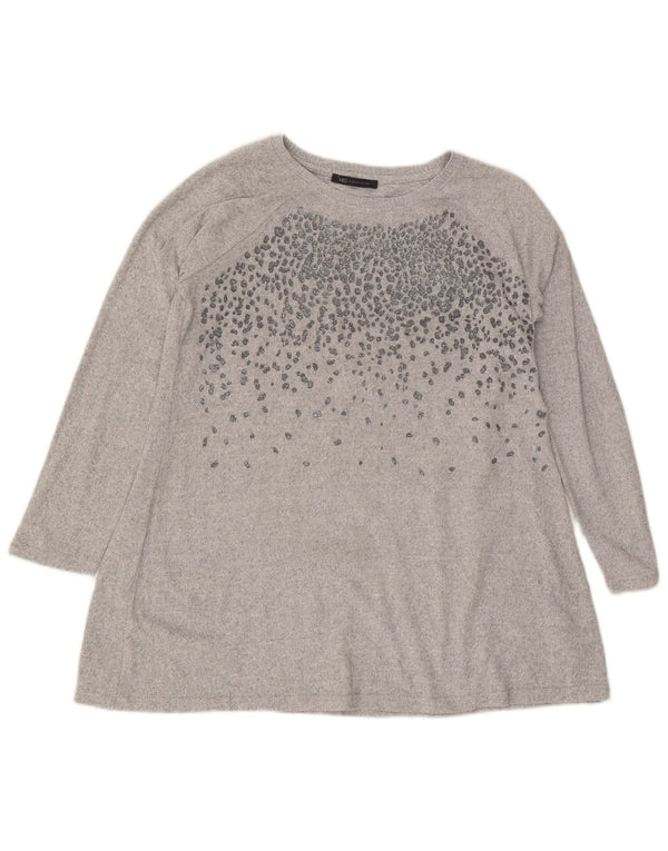 Marks & Spencer Damen Langarm-Tunika-Oberteil UK 16 Large Grau Polyester