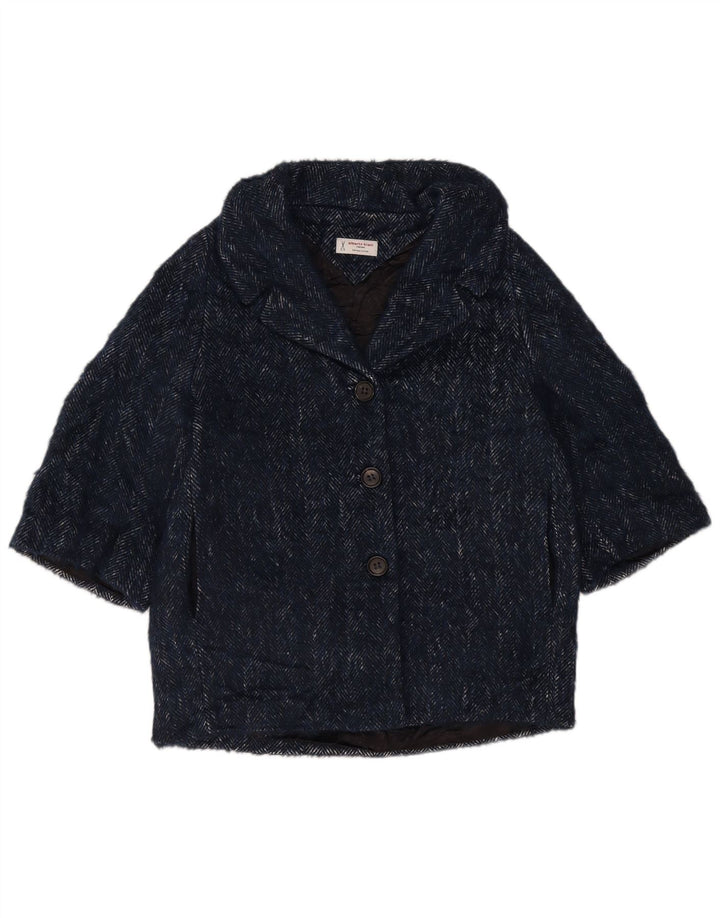 Alberto Biani Damen-Blazerjacke mit 3/4-Ärmeln, Größe IT 42, mittleres Marineblau