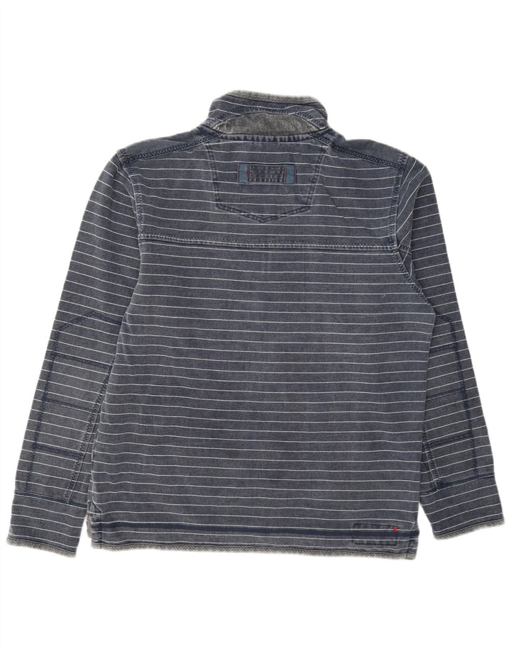 Fat Face Herren-Sweatshirt mit Reißverschluss am Hals, mittelgroß, marineblau, gestreift, Baumwolle