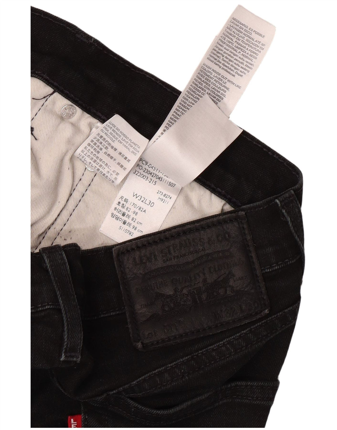 LEVI'S Herren Slim Jeans W32 L30 Schwarze Baumwolle