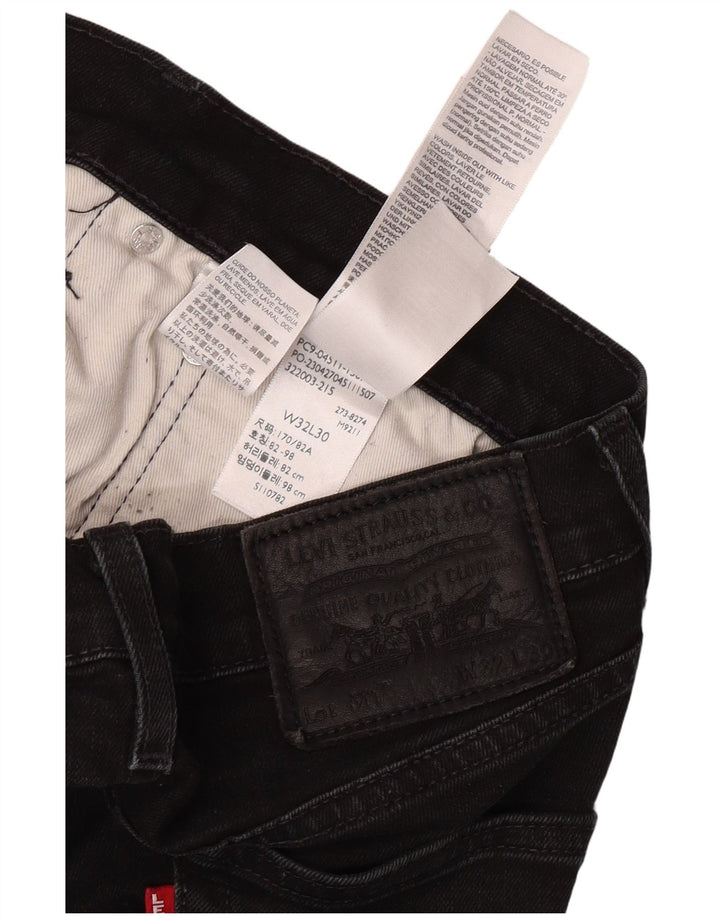 LEVI'S Herren Slim Jeans W32 L30 Schwarze Baumwolle