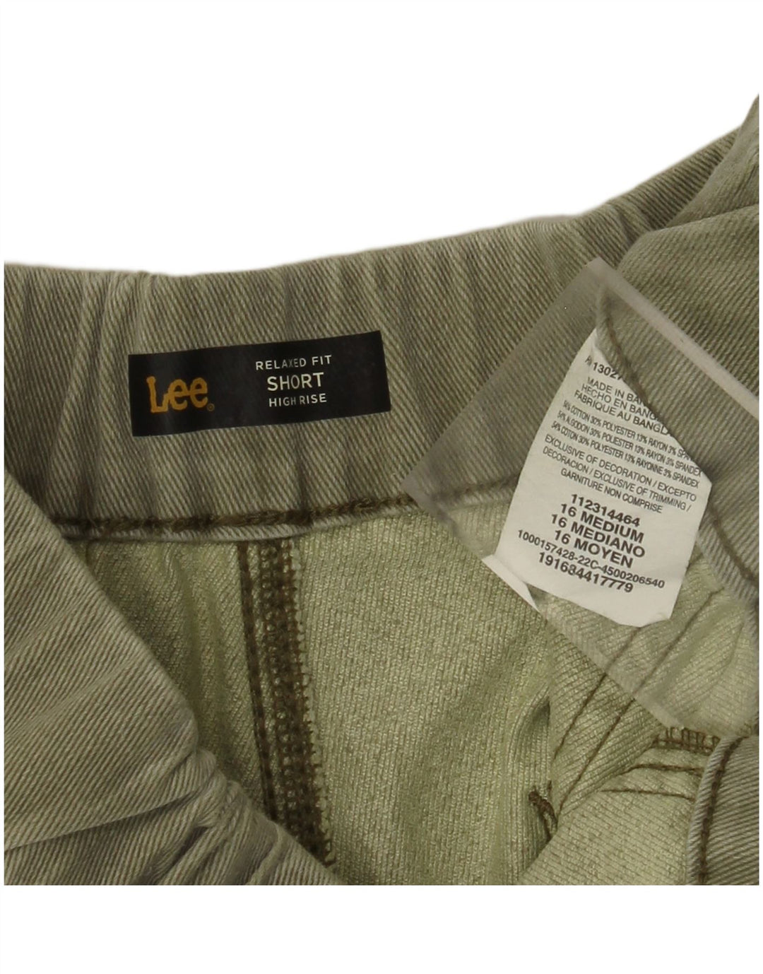 LEE Damen-Chinoshorts mit entspannter Passform und hohem Bund, US 16, 2XL, W34, Khaki, Baumwolle