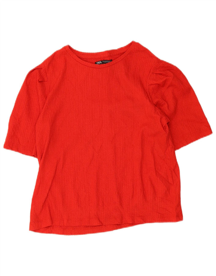 Zara Damen Bluse Top UK 12 Mittelrot