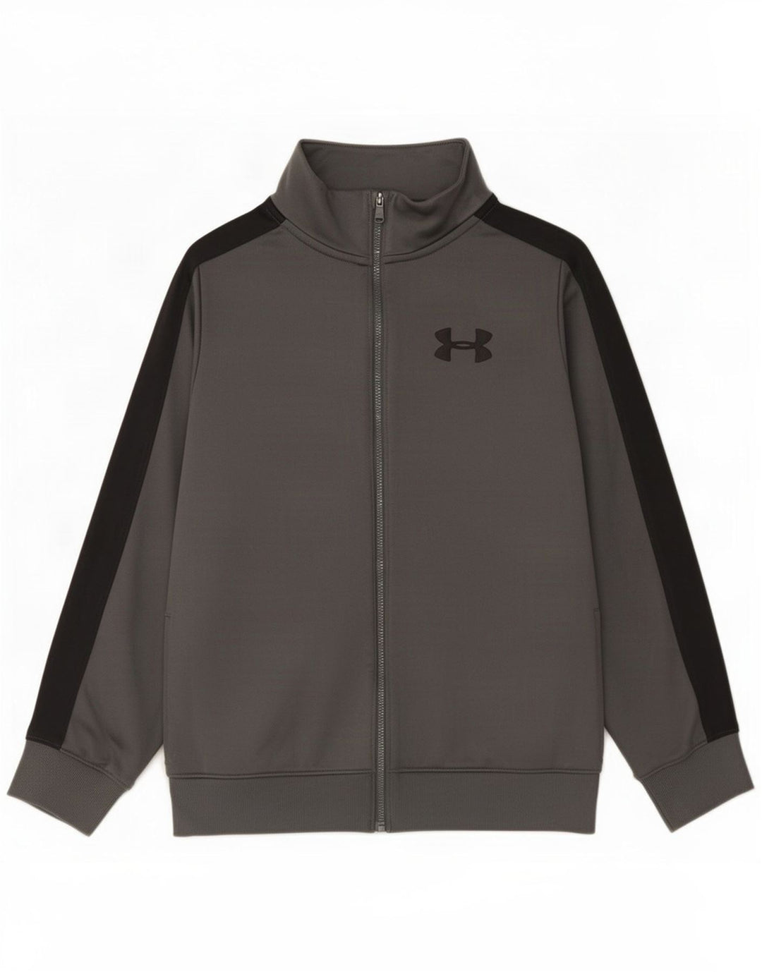Under Armour Jungen-Trainingsanzug-Top-Jacke, 9–10 Jahre, Mittelgrau, Farbblock