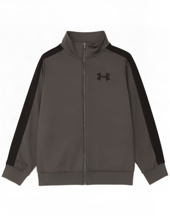 Under Armour Jungen-Trainingsanzug-Top-Jacke, 9–10 Jahre, Mittelgrau, Farbblock