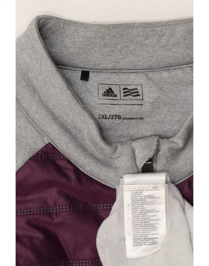 Adidas Herren-Pullover-Trainingsanzug mit Reißverschluss, 2XL, graues Colourblock-Polyester