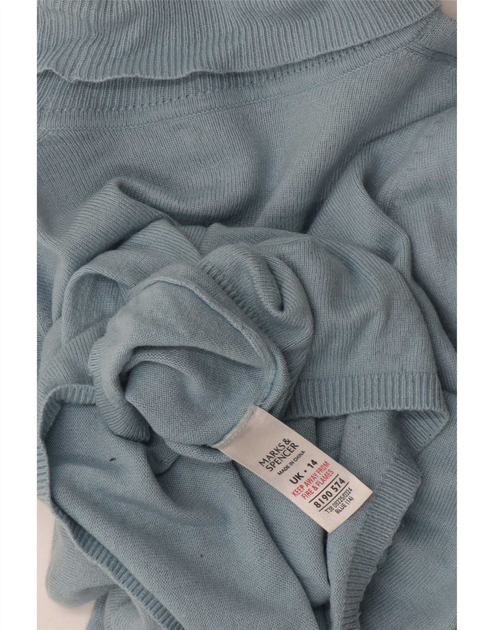 Marks & Spencer Rollkragenpullover für Damen, UK 14, mittelblaue Viskose