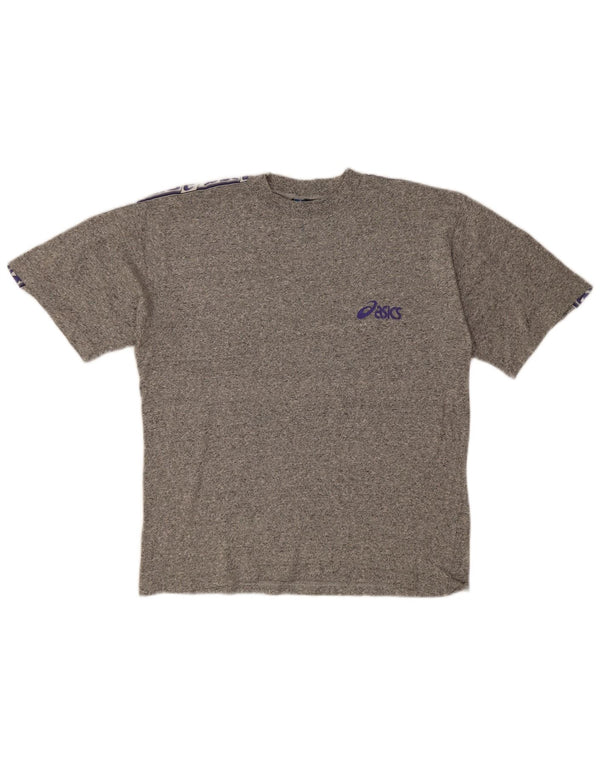 Asics Herren-T-Shirt mit Grafik, groß, grau meliert, Baumwolle