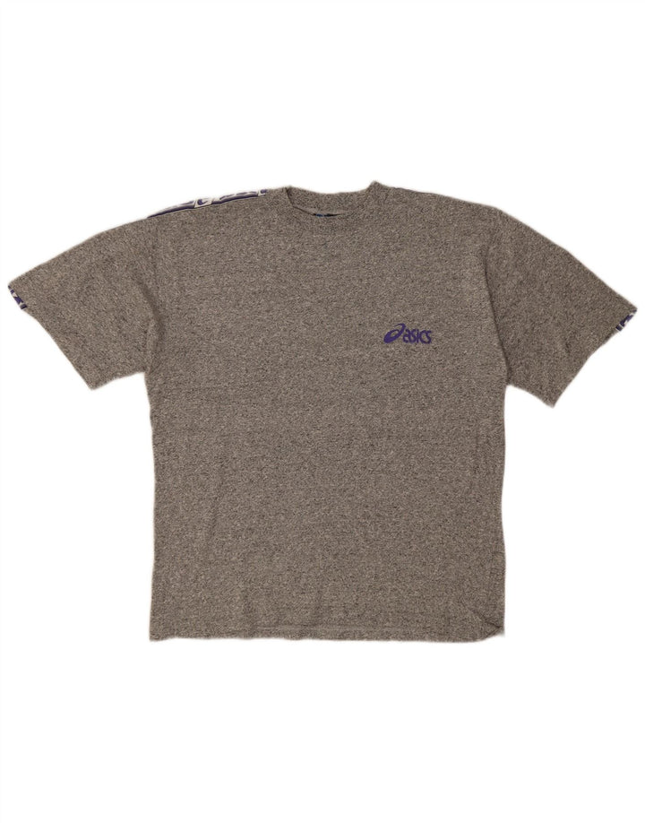Asics Herren-T-Shirt mit Grafik, groß, grau meliert, Baumwolle