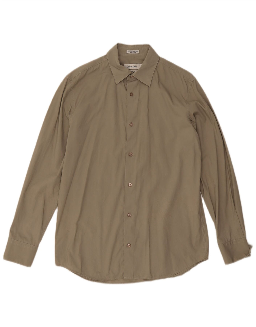 Calvin Klein Herren Modern Fit Hemd Small Khaki Baumwolle