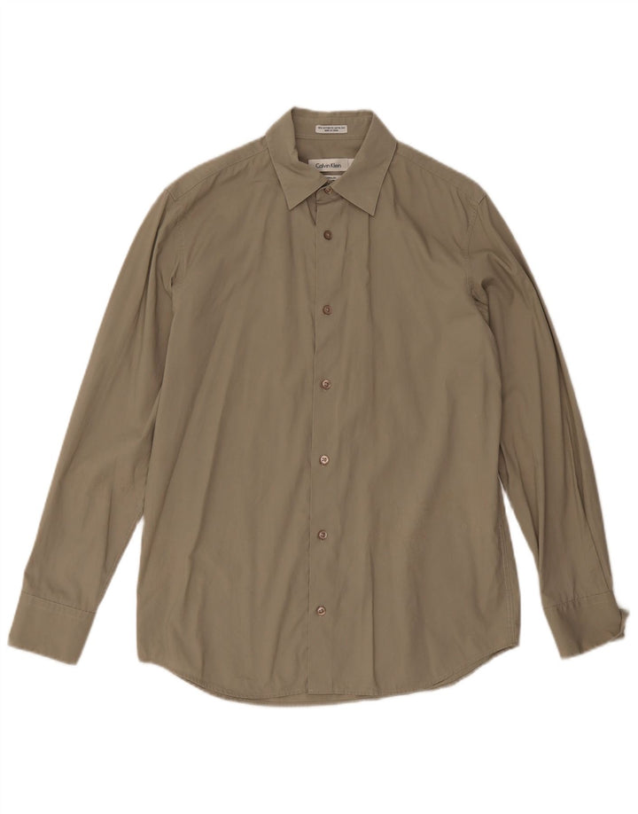 Calvin Klein Herren Modern Fit Hemd Small Khaki Baumwolle