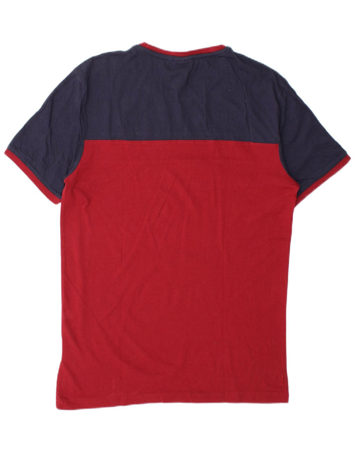 Fila Herren-T-Shirt-Oberteil aus mittelroter Colourblock-Baumwolle
