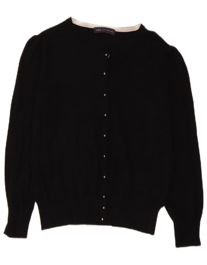Marks & Spencer Damen-Cardigan-Pullover UK 14 Mittelschwarze Viskose