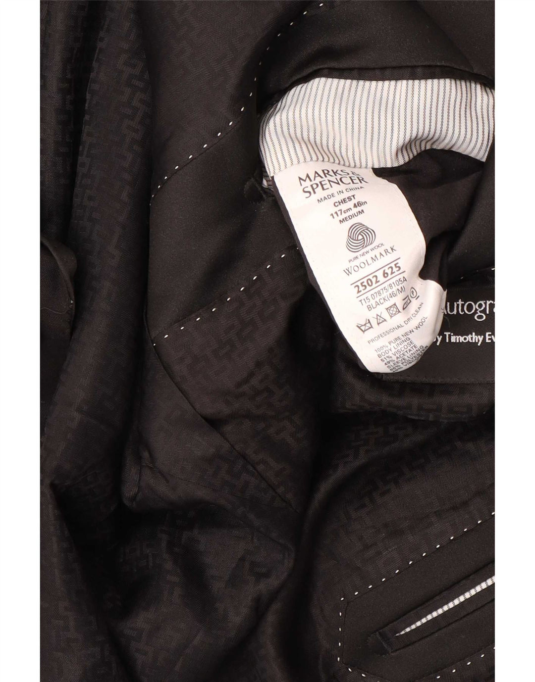 Marks & Spencer Herren-Blazer mit 1 Knopf, UK 46, XL, Schwarz, Schurwolle