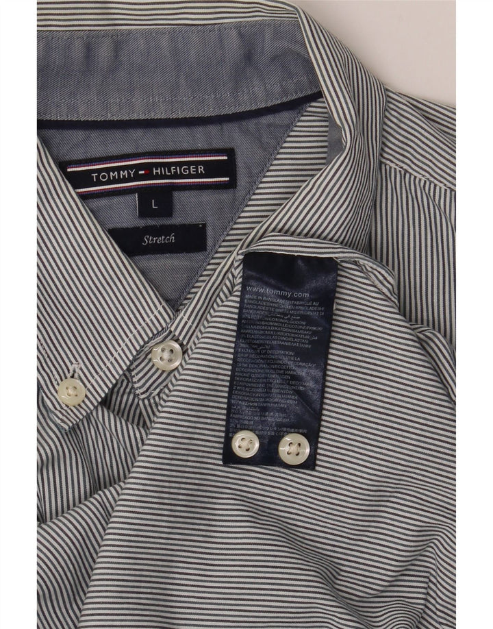 TOMMY HILFIGER Herrenhemd Große blaue Nadelstreifen-Baumwolle