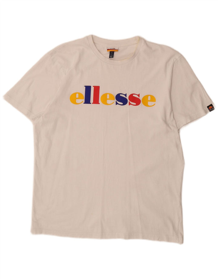 ELLESSE Herren-T-Shirt mit Grafik, Größe L, Weiß