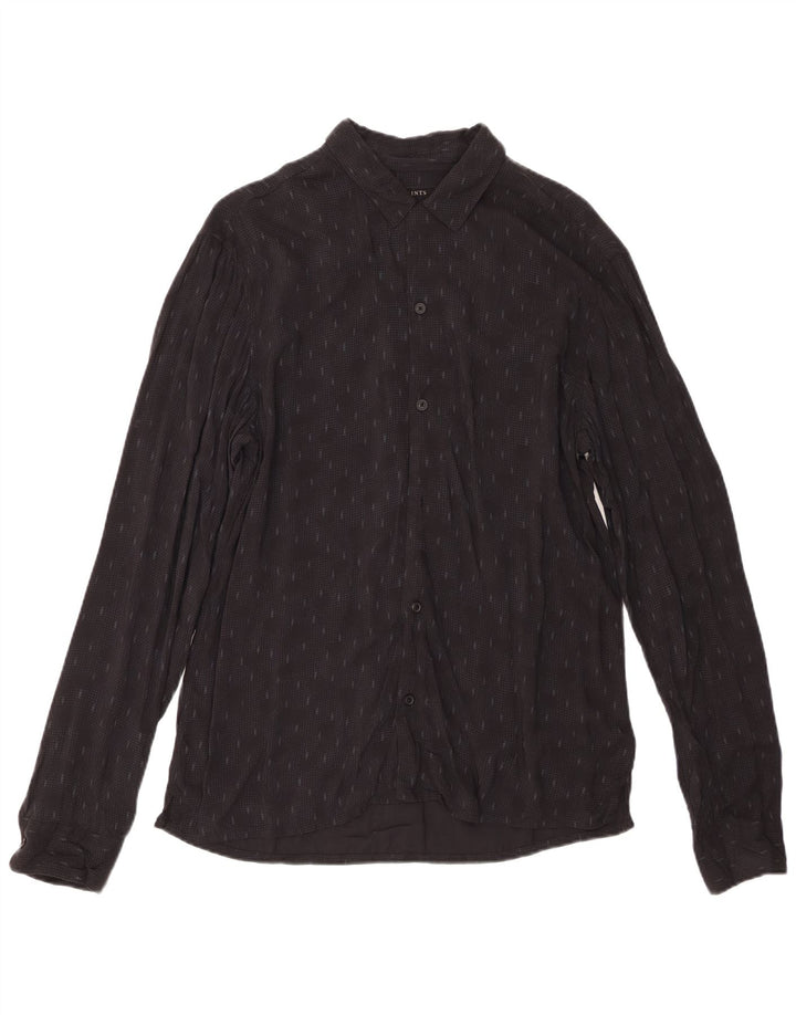 All Saints Herrenhemd Mittelschwarze geometrische Viskose