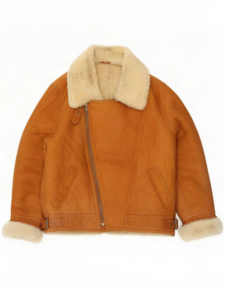 Vintage Herren Shearling Jacke IT 52 XL Beige