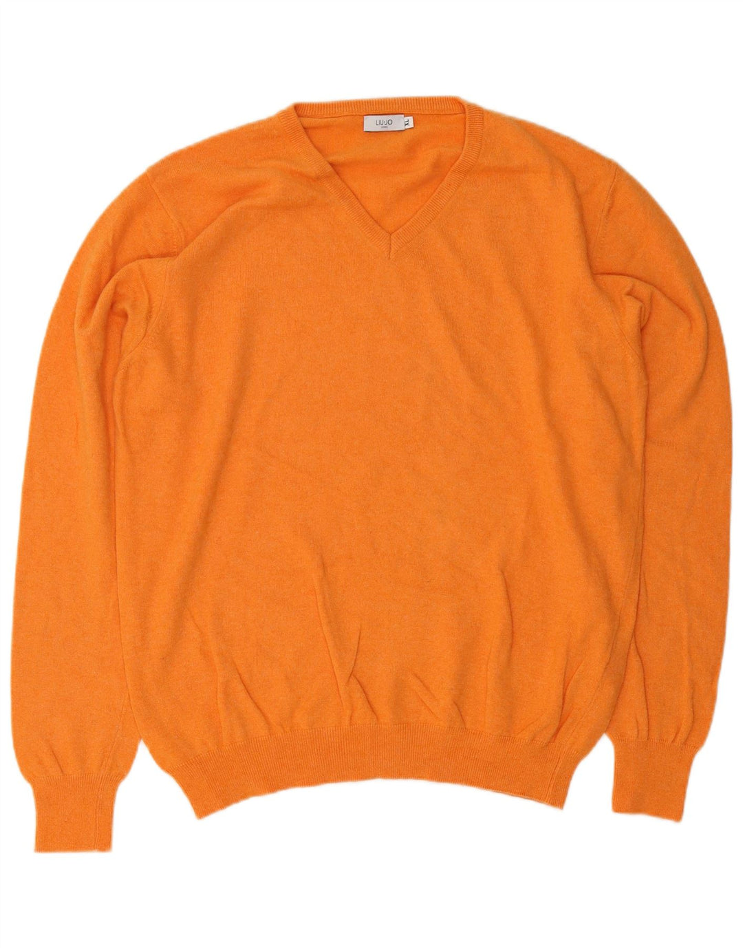 Liu Jo Herren-Pullover mit V-Ausschnitt, XL, orangefarbene Wolle