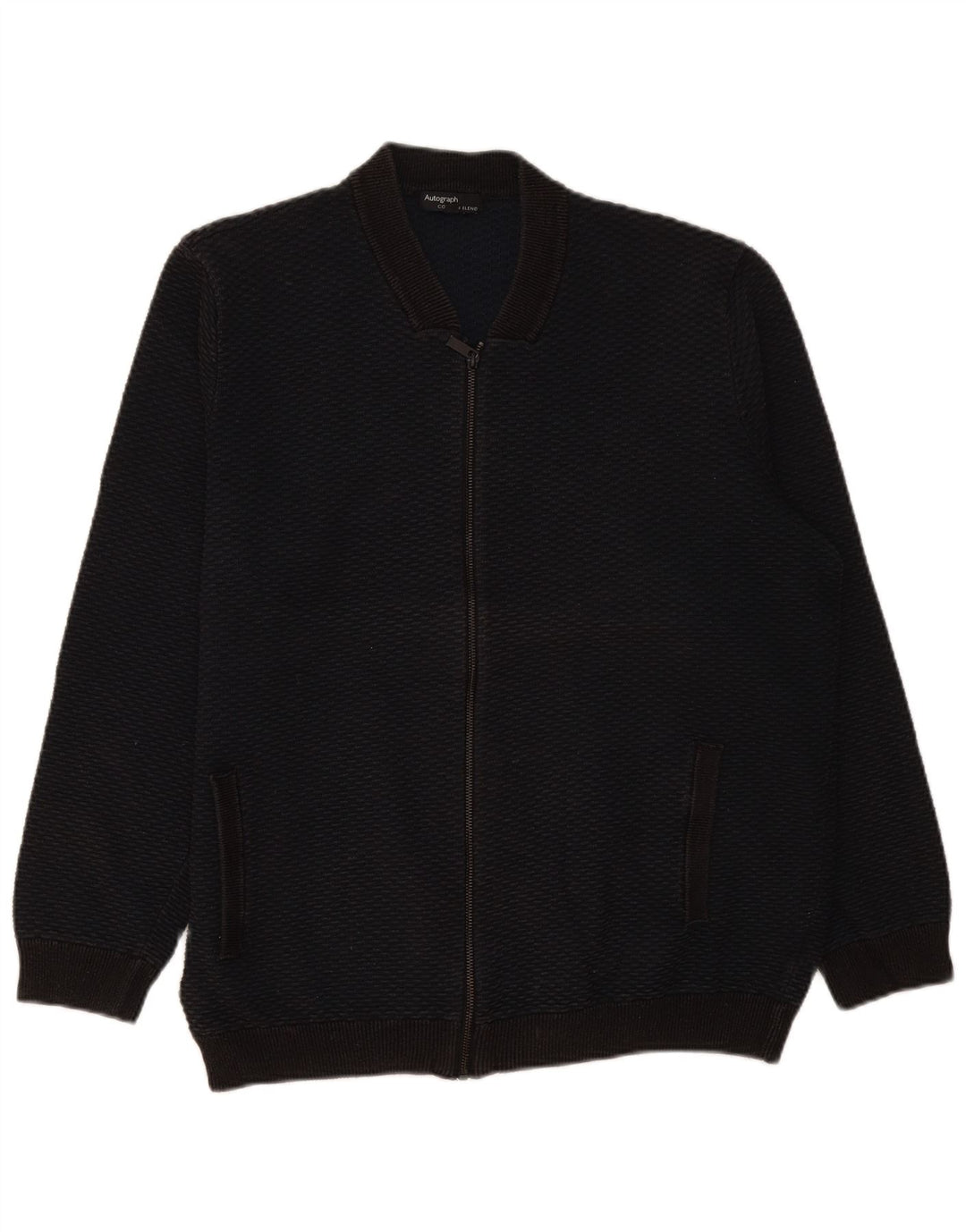 Marks & Spencer Herren-Cardigan mit durchgehendem Reißverschluss, 2XL, schwarze Baumwolle