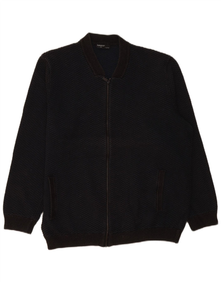 Marks & Spencer Herren-Cardigan mit durchgehendem Reißverschluss, 2XL, schwarze Baumwolle