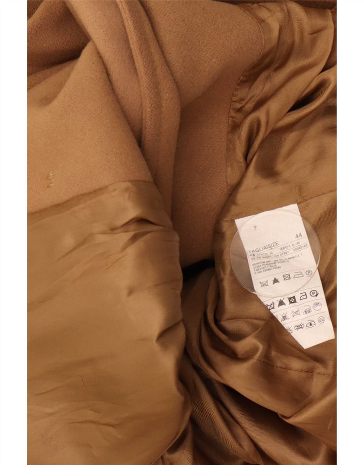 Benetton Damen Zweireihiger Mantel IT 44 Mittelbeige Wolle