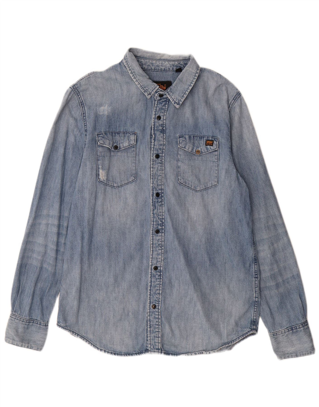 Superdry Herren-Jeanshemd XL aus blauer Baumwolle