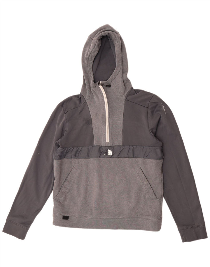The North Face Herren-Kapuzenpullover mit Reißverschluss am Hals, mittelgraues Polyester