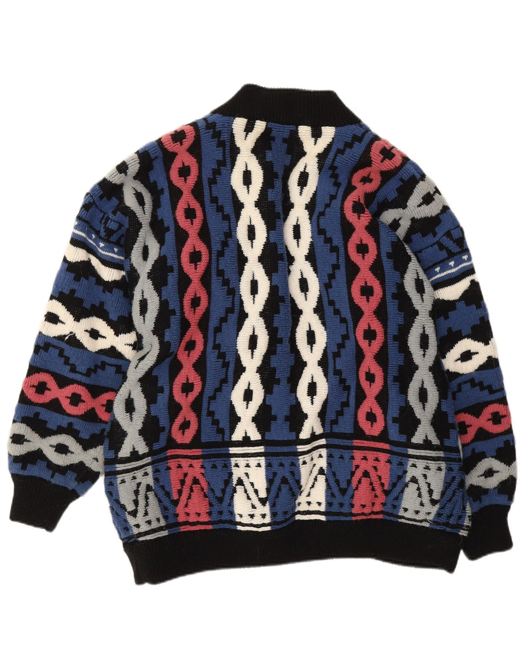 Vintage Damen Offener Cardigan Pullover EU 44/46 XL Bunt Geometrisch