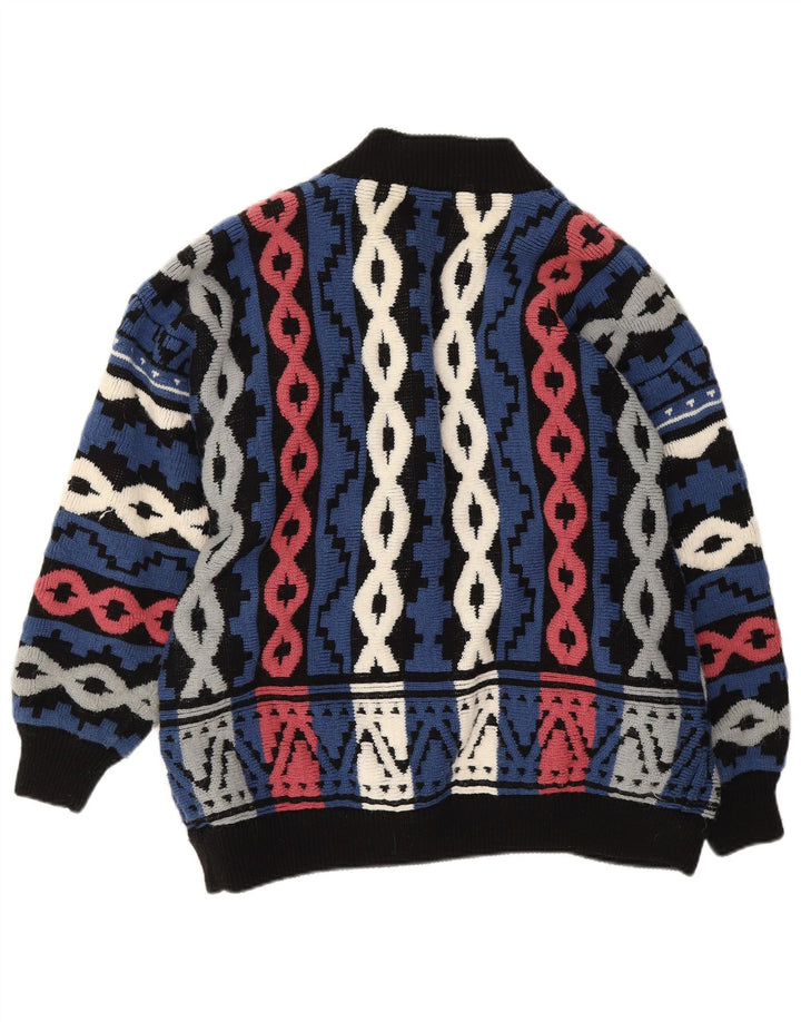 Vintage Damen Offener Cardigan Pullover EU 44/46 XL Bunt Geometrisch