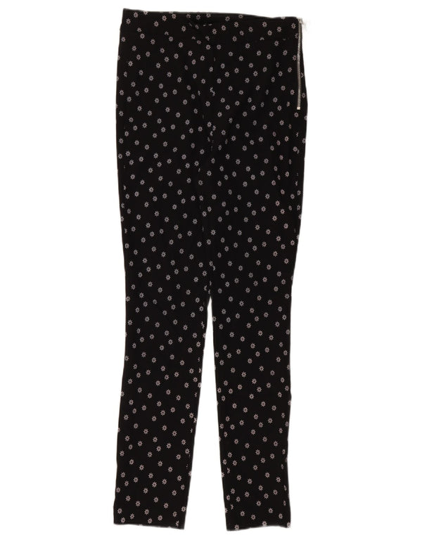 Zara Damen Slim Freizeithose XS W24 L28 Schwarz gepunktete Viskose